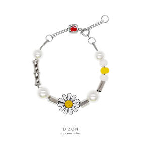 MADE BY DIZON 雏菊手链 GD潮流钛钢情侣 菊花 珍珠 元素 小众款