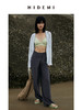 HIDEMI夜灰色简约不对称设计感一粒扣阔腿裤 商品缩略图9