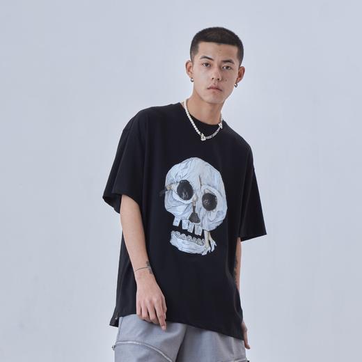 PCLP(PERCLIPS) 圆领印花短袖t恤男纯棉夏季国潮牌港风宽松半截袖 商品图2