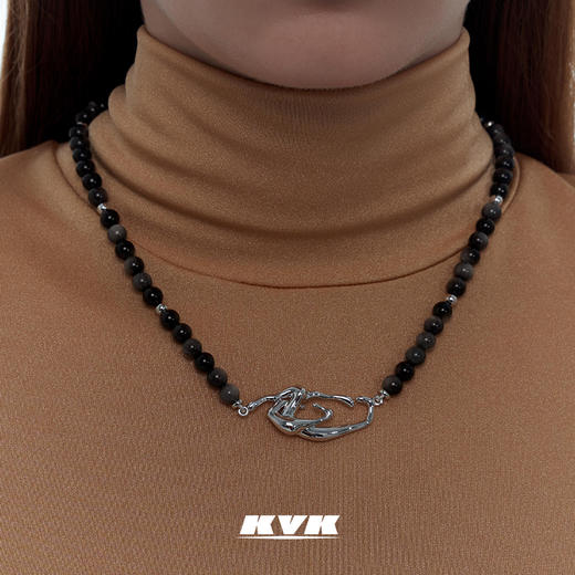 KVK2021时尚黑玛瑙毒液拼接项链女小众设计感轻奢饰品拼接项链 商品图3