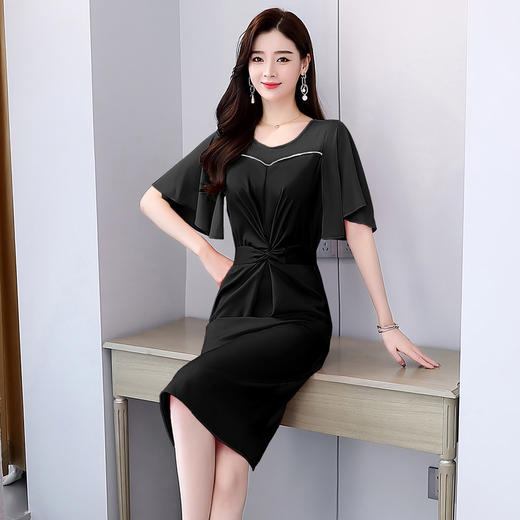 HR  WL22289时尚简约大方气质纯色连衣裙【优】 商品图3