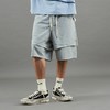 PCLP(PERCLIPS) 灰色假两件双层短裤 五分裤毛边宽松抽绳高街 商品缩略图3