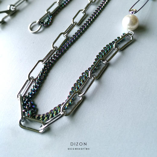 DIZON原创 珍珠项链 潮牌说唱嘻哈小众双层钛钢项链 国潮 商品图1