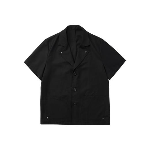 PCLP(PERCLIPS) 铆钉短袖西装衬衫 国潮牌黑色休闲夏季半袖衬衣男 商品图4