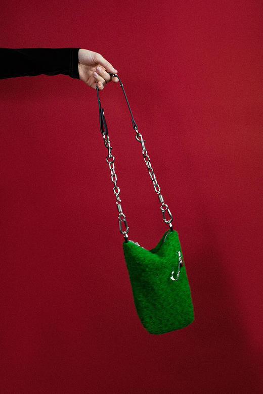 〖HIDDENNOTES〗圣诞绿链条手机包 铆钉单肩手提腋下包实用水桶包 商品图2