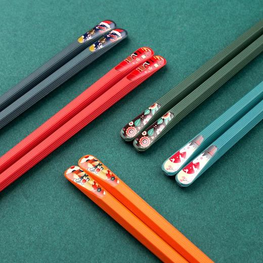 【精美5双纸盒装】唯美国潮风 合金款分餐筷子 不发霉 不生锈 商品图5