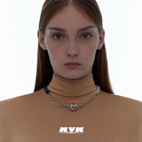 KVK黑白玛瑙拼接项链2021年新款轻奢小众设计感气质简约拼接项链