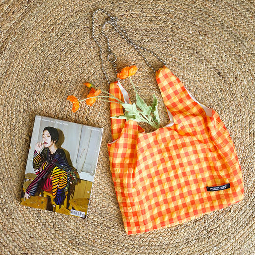 〖HIDDENNOTES〗小众背心包春夏野餐ins格子手提包链条购物环保袋 商品图3