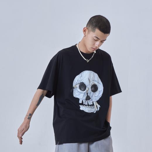 PCLP(PERCLIPS) 圆领印花短袖t恤男纯棉夏季国潮牌港风宽松半截袖 商品图3