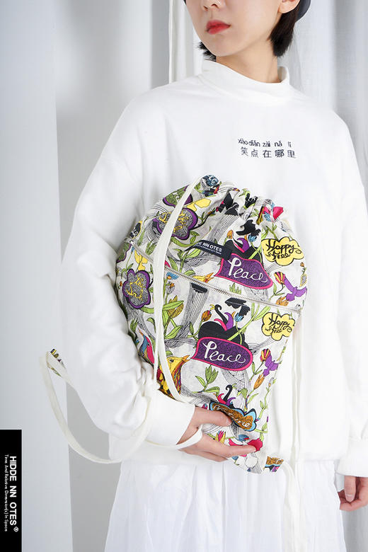 〖HIDDE NN OTES〗原创抽绳束口袋 限量创意插画印花双肩包第二弹 商品图1