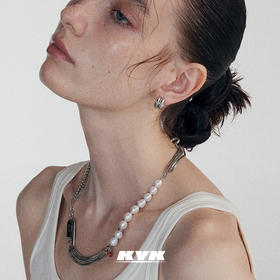 KVK珍珠拼接字母项链女925银2021年新款锁骨链吊坠情侣饰品配饰