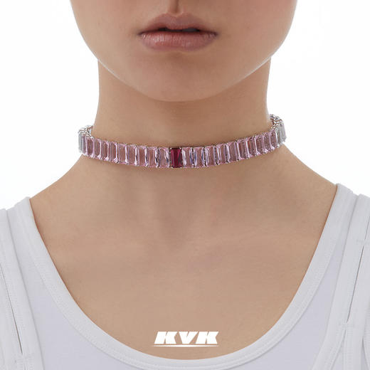 KVK项链女新款2021潮流高级感轻奢项链桃花锆石项链简约气质配饰 商品图2