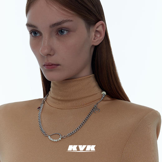 KVK2021新款白玉拼接可拆卸宝石组合项链女生配饰原创设计礼物 商品图0