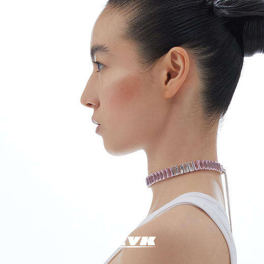 KVK项链女新款2021潮流高级感轻奢项链桃花锆石项链简约气质配饰 商品图1
