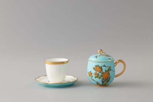 夫人瓷西湖蓝元杭瓜棱树枝茶杯碟四件套280ml 商品图2