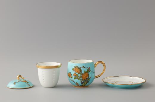 夫人瓷西湖蓝元杭瓜棱树枝茶杯碟四件套280ml 商品图1