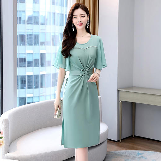 HR  WL22289时尚简约大方气质纯色连衣裙【优】 商品图2