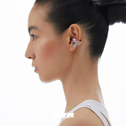 KVK2021新款耳环耳夹无耳洞女桃花晶石耳夹小众设计感耳饰女饰品 商品图1