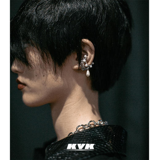 KVK珍珠925银耳环2021新款潮小众高级感耳夹无耳洞女复古耳饰饰品 商品图1