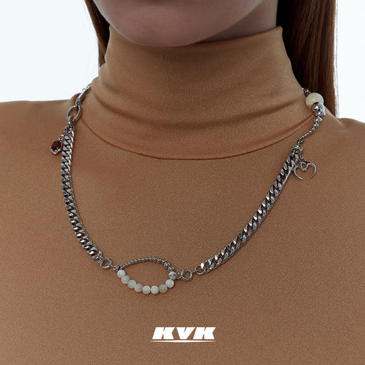 KVK2021新款白玉拼接可拆卸宝石组合项链女生配饰原创设计礼物 商品图3