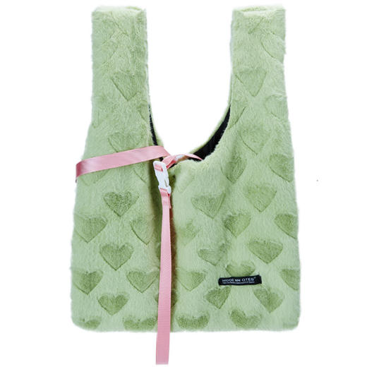 〖HIDDENNOTES〗趣味撞色  软妹爱心毛绒链条包 单肩斜挎背心女包 商品图4