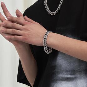 PCLP(PERCLIPS) 镶钻古巴手链 嘻哈欧美国潮牌潮流百搭钛钢手饰品