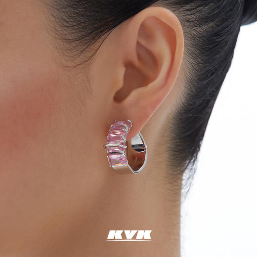 KVK耳环2021年新款桃花潮透明晶体环形耳饰小众设计感情人节礼物 商品图3