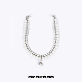 QZC2000 金属蜘蛛吊坠梦幻反光珍拼接白珍珠磁铁吸扣项链男女饰品