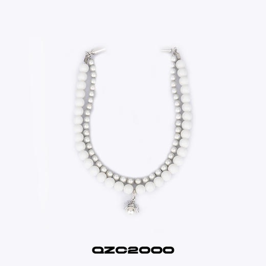 QZC2000 金属蜘蛛吊坠梦幻反光珍拼接白珍珠磁铁吸扣项链男女饰品 商品图0