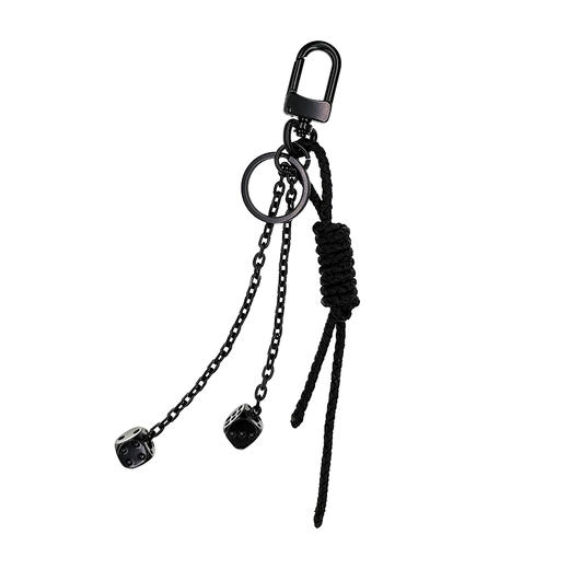 DIZONACC 骰子钥匙扣 黑色锁链式链编织挂饰 男士车匙潮流吊饰链 商品图4