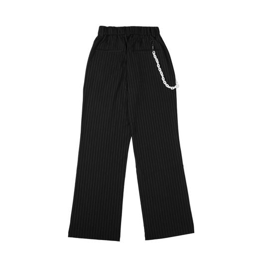 PCLP(PERCLIPS) 条纹西裤休闲长裤 白色裤链微喇叭裤型西装裤 商品图4