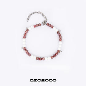 QZC2000 红色血滴纹理珍珠梦幻珍珠铆钉吊坠可调节项链男女饰品