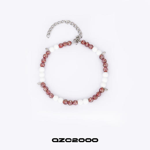 QZC2000 红色血滴纹理珍珠梦幻珍珠铆钉吊坠可调节项链男女饰品 商品图0