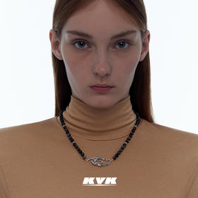 KVK2021时尚黑玛瑙毒液拼接项链女小众设计感轻奢饰品拼接项链