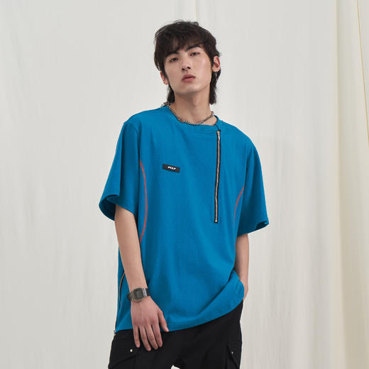 PCLP(PERCLIPS) 拉链坎线胶牌短袖夏季国潮牌潮流宽松圆领半袖t恤 商品图3