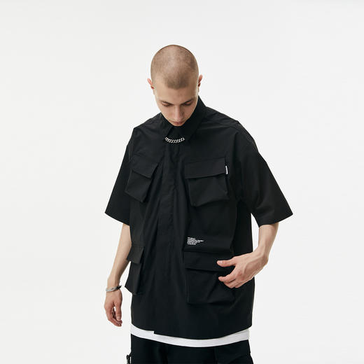 FPA(VENGETICE) 多口袋门襟拉链透气短袖衬衫 国潮立领休闲工装男 商品图1