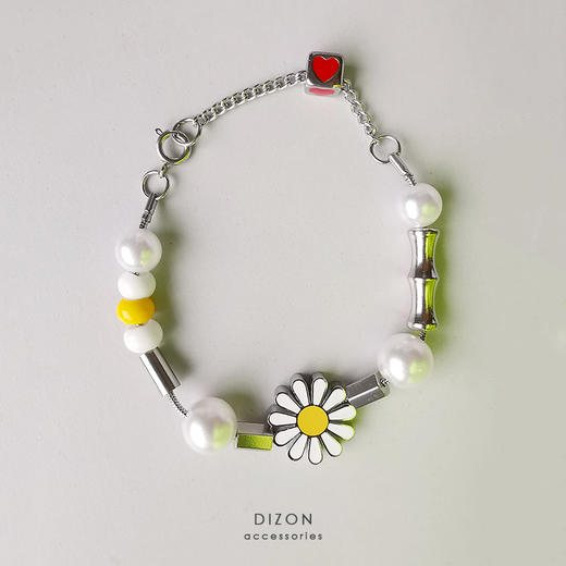 MADE BY DIZON 雏菊手链 GD潮流钛钢情侣 菊花 珍珠 元素 小众款 商品图2