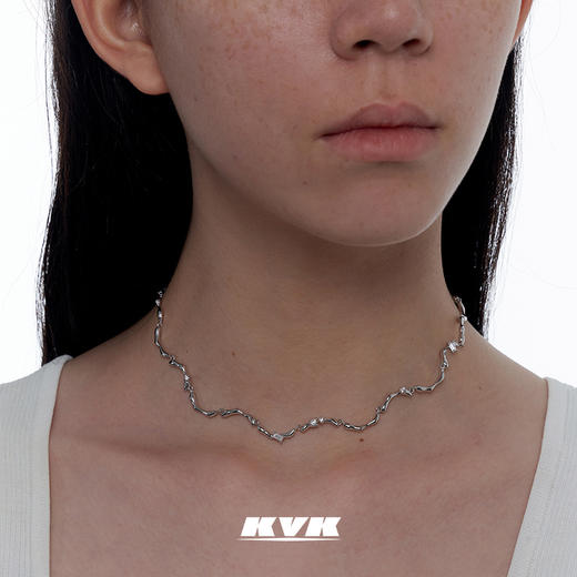 KVK项链女锁骨链ins潮轻奢小众设计感可调节饰品波浪纹颈链配饰 商品图2