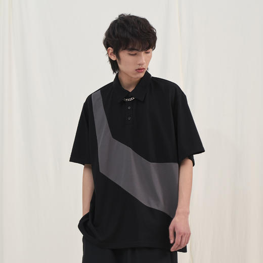PCLP(PERCLIPS) 拼色短袖POLO衫 国潮牌夏季宽松日系有翻领半袖男 商品图2