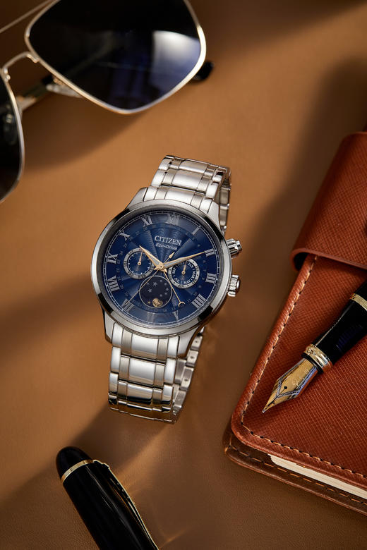 西铁城日本官方正品光动能月相盈亏月份星期日历男表AP1050-81L 商品图4