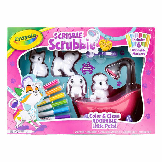 美国Crayola绘儿乐百变泡泡宠物浴室套装可水洗水彩笔涂鸦公仔宠物礼盒 商品图2