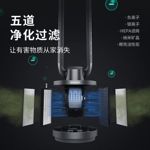 大宇无叶风扇电风扇净化扇家用循环节能静音台立式落地塔扇F9MAX 商品图1