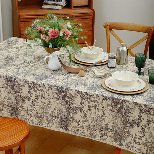 法式丛林线描桌布新中式茶几餐桌布 商品图2