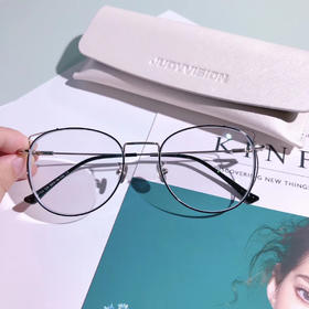 客配 可爱少女框架黑银色 225/200度 1.56依视路镜片