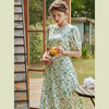 欧芮儿碎花连衣裙女新款2021收腰显瘦气质小清新减龄绿色裙子 商品缩略图1