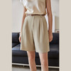 【M码专享】欧芮儿直筒宽松休闲裤女2021新款高腰腰带压褶廓形通勤短裤 商品缩略图0