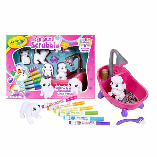 美国Crayola绘儿乐百变泡泡宠物浴室套装可水洗水彩笔涂鸦公仔宠物礼盒 商品图0