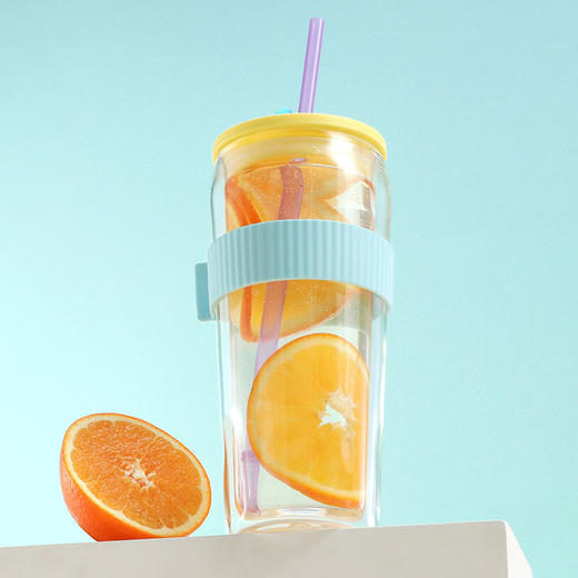 乐扣乐扣吸管杯ins风带吸管水杯女双层耐热玻璃杯大容量少女心  LLG919 商品图2