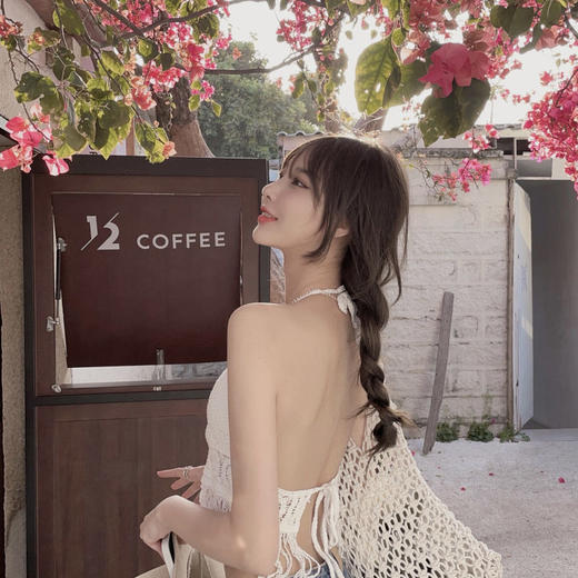 【超仙！美背流苏上衣】女性感镂空吊带，自带胸垫巨方便，超美比基尼针织背心，怎么穿都好看，海边度假复古挂脖~ 商品图1