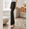 欧芮儿黑色休闲裤女夏新款2021修身显瘦时髦气质优雅开叉微喇叭裤 商品缩略图7